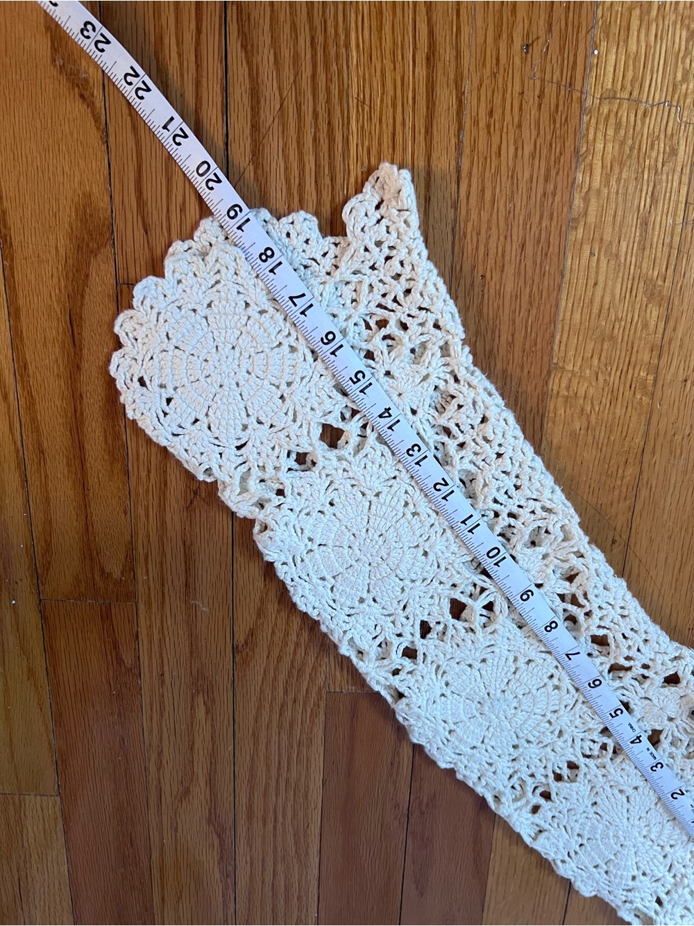 Newport News Cream Crochet Long Cardigan Duster with Scalloped Edges S - Picture 12 of 16